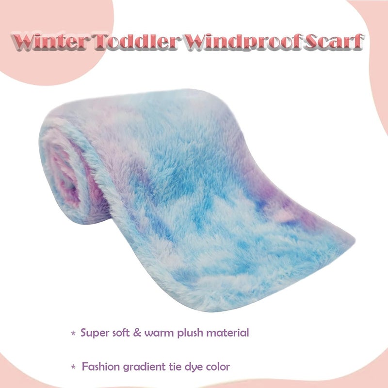 Piewag Kids Toddler Scarf Winter Rainbow Scarf Gradient Cross Tie Collar Fluffy Fur Plush Scarves Neck Warmer for Girls Boys - Image 4